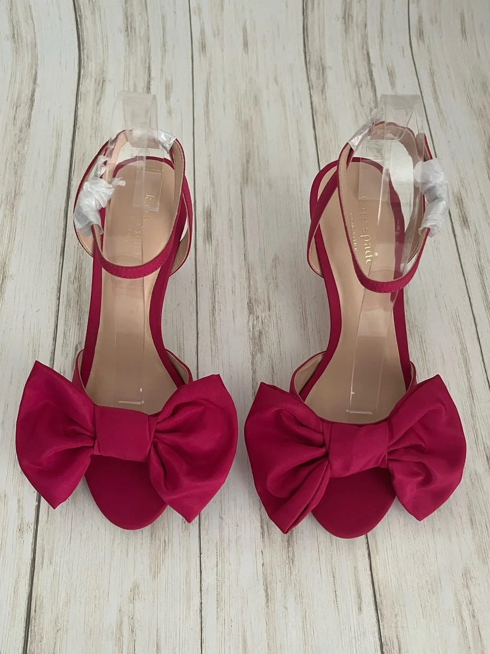 Kate Spade Gloria Bow Ankle-Strap Heels in Magenta Crush - Picture 4 of 11